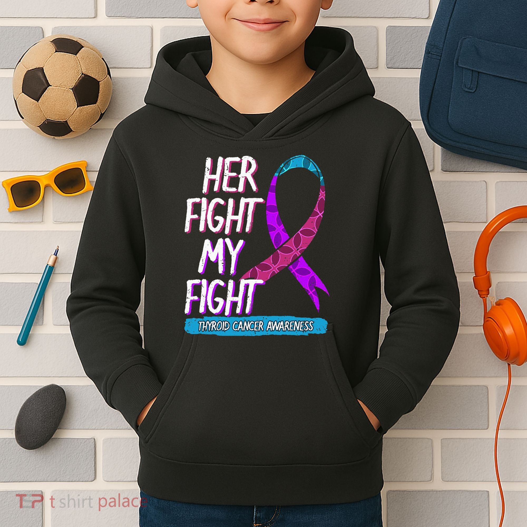 Thyroid Cancer Awareness Ribbon Endocrinologist Gift Idea Kids Hoodie