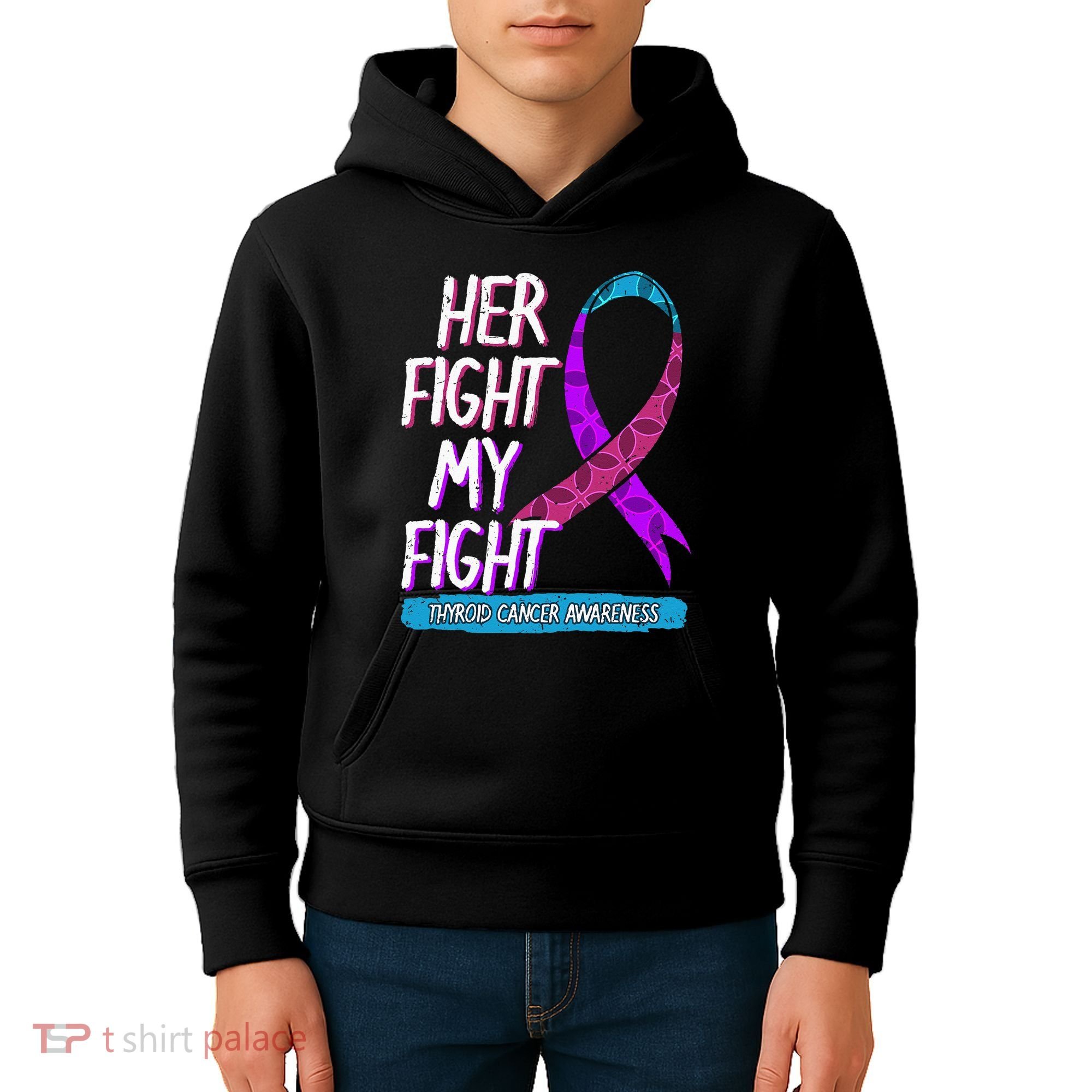 Thyroid Cancer Awareness Ribbon Endocrinologist Gift Idea Kids Hoodie