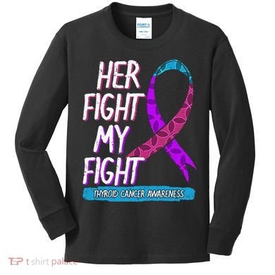 Thyroid Cancer Awareness Ribbon Endocrinologist Gift Idea Kids Long Sleeve Shirt