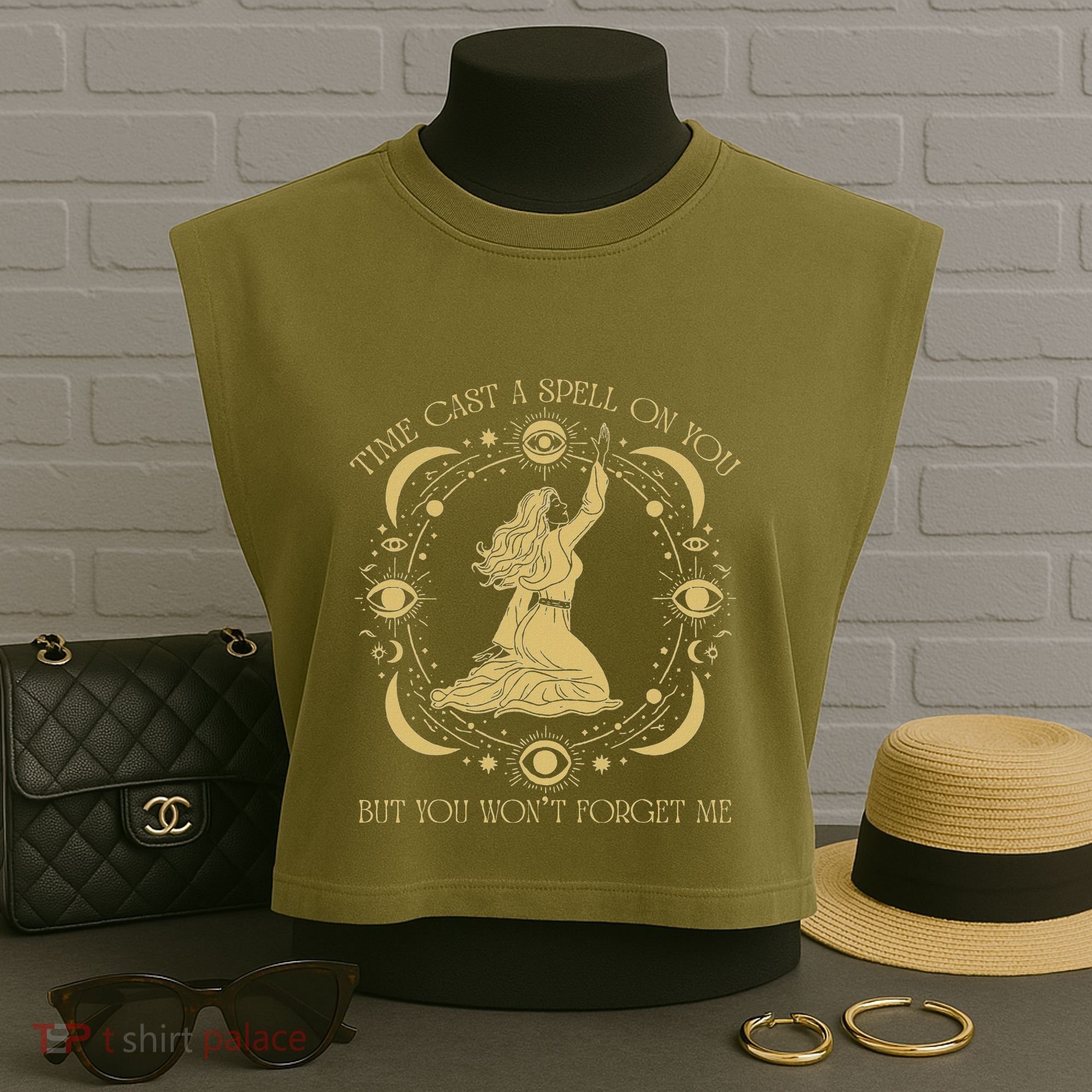 Time Cast A Spell On You Graphic But You WonT Forget Me Garment-Dyed Women's Muscle Tee