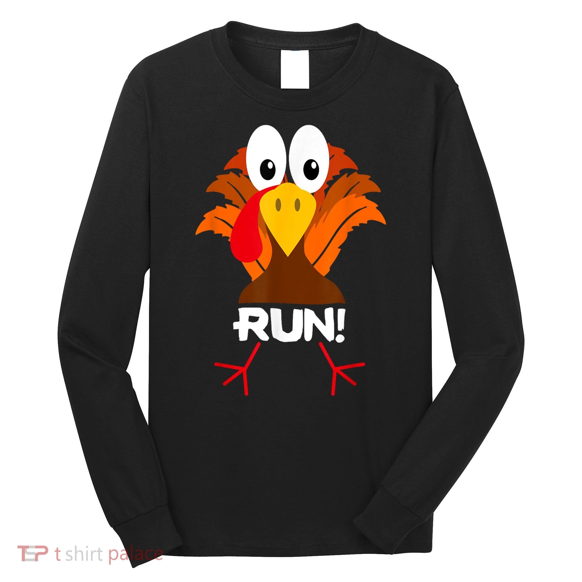 Turkey Costume Adult Running Face Turkey Trot Long Sleeve Shirt