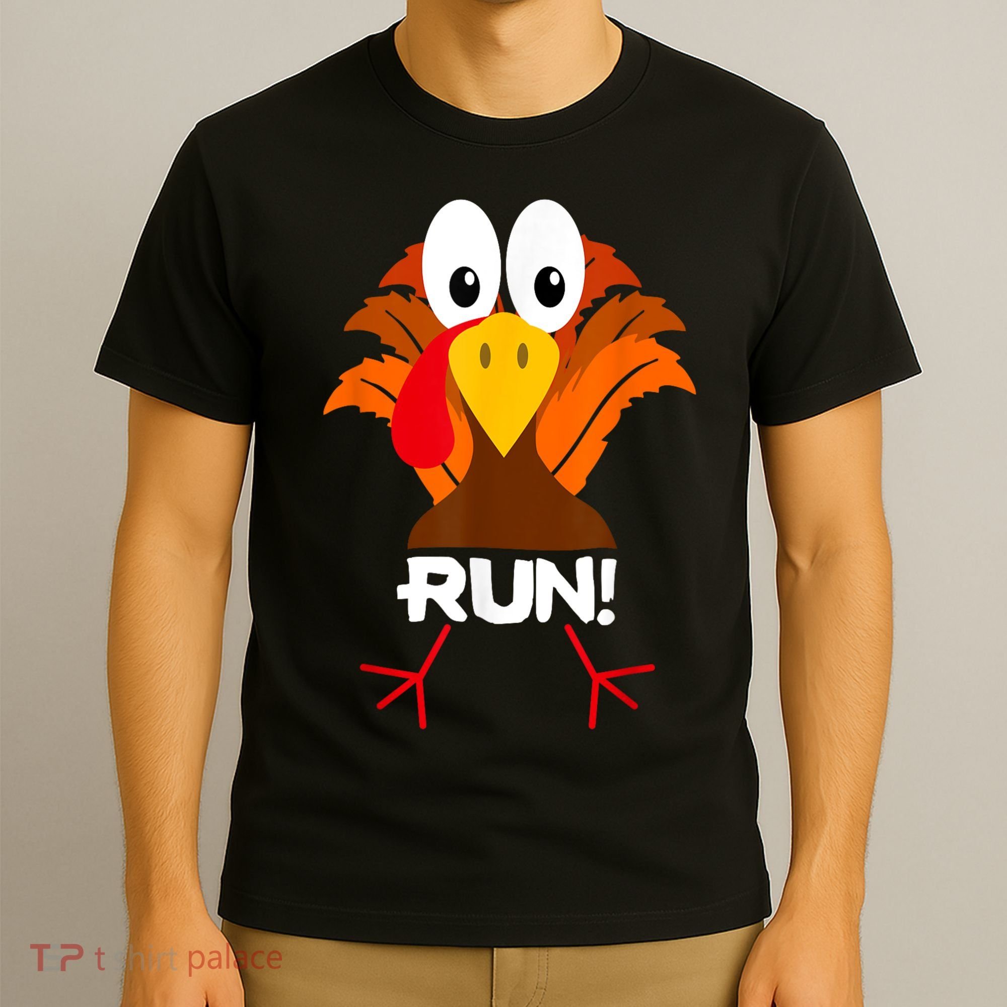 Turkey Costume Adult Running Face Turkey Trot T-Shirt