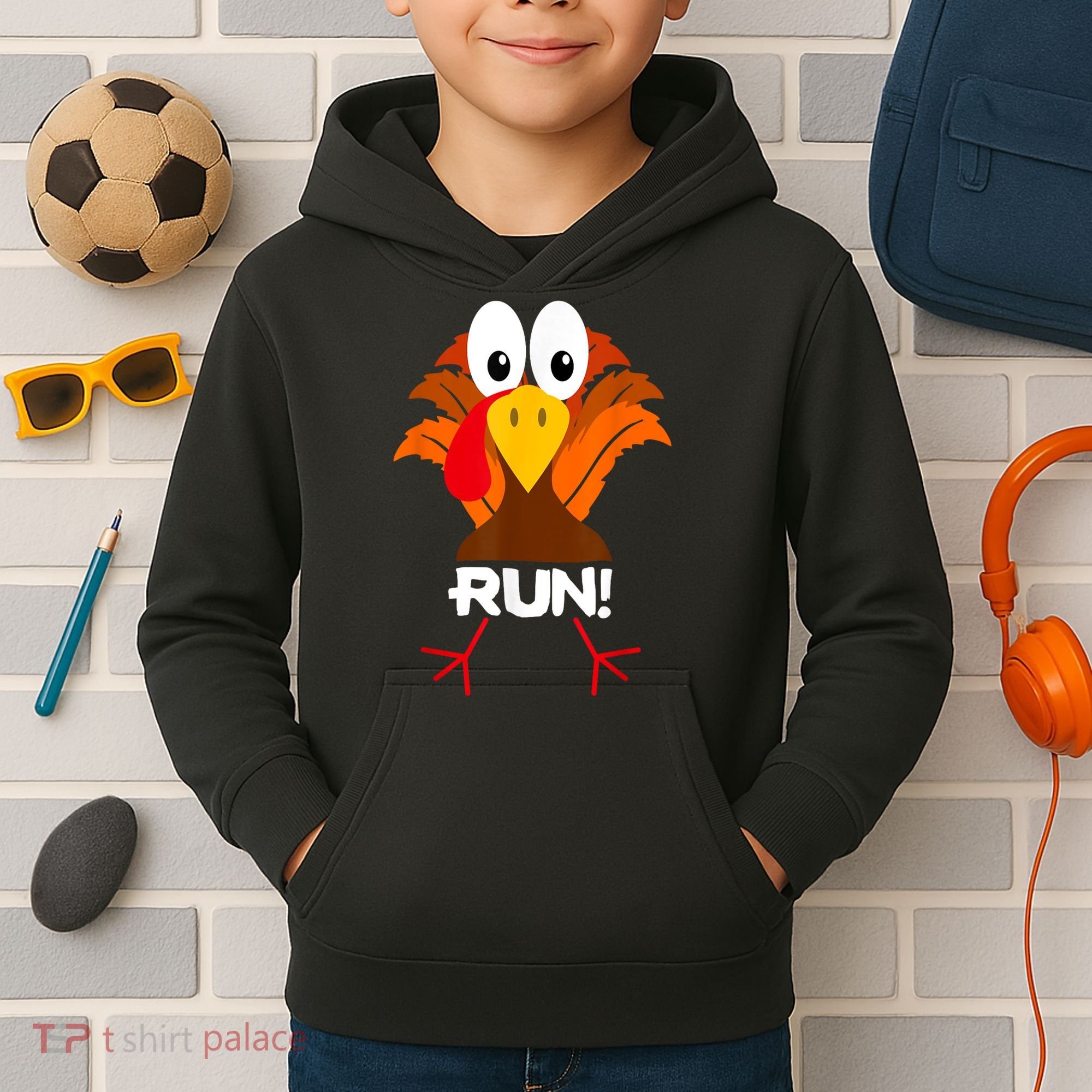 Turkey Costume Adult Running Face Turkey Trot Kids Hoodie