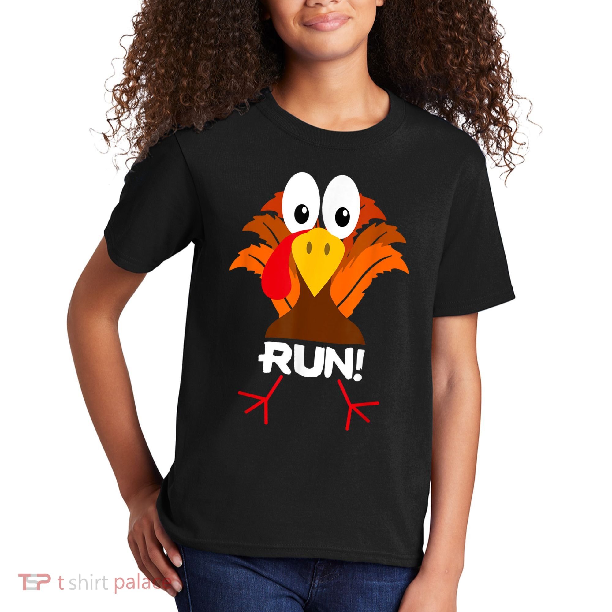Turkey Costume Adult Running Face Turkey Trot Kids T-Shirt