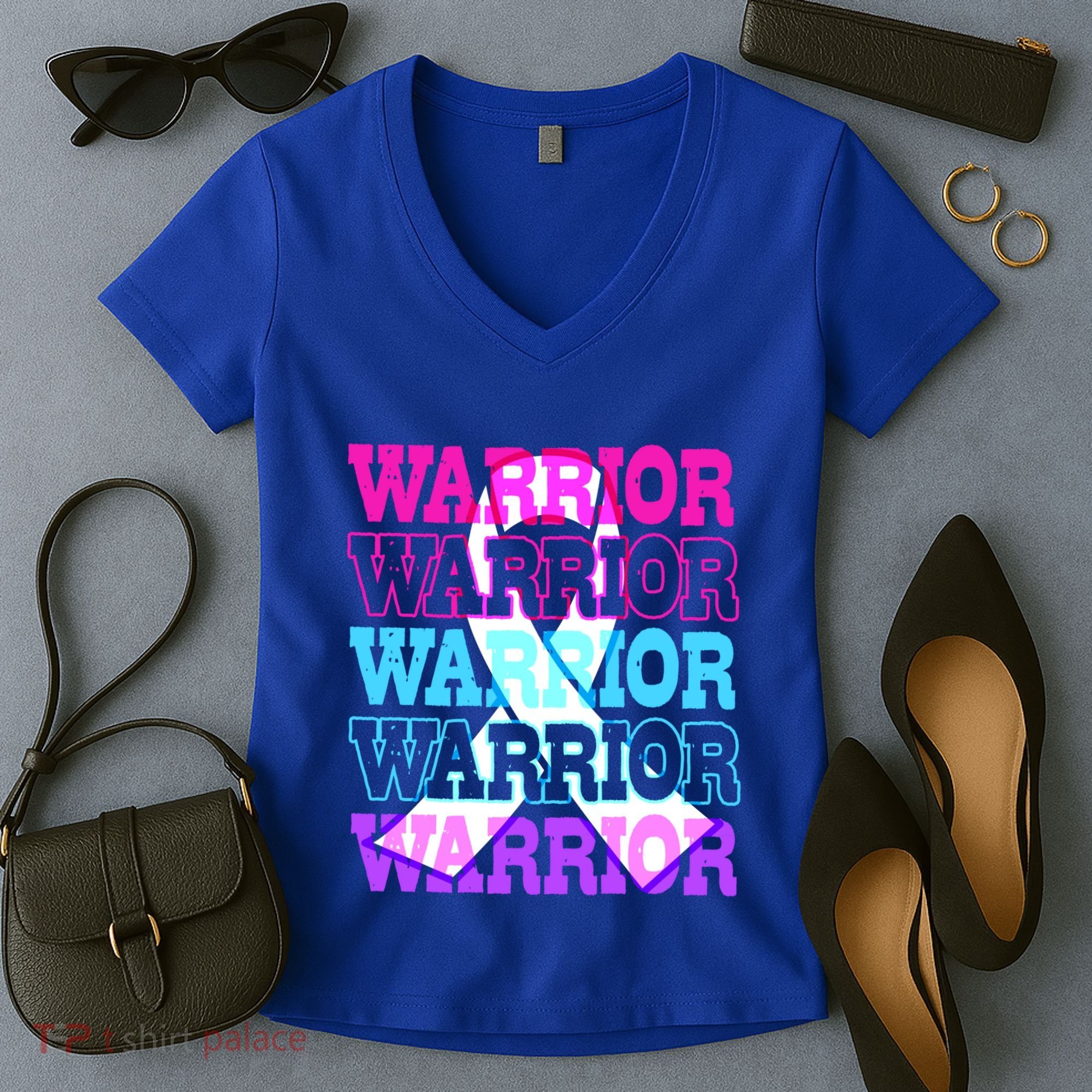 Thyroid Cancer Awareness Thyroid Cancer Warrior Gift Women's V-Neck T-Shirt