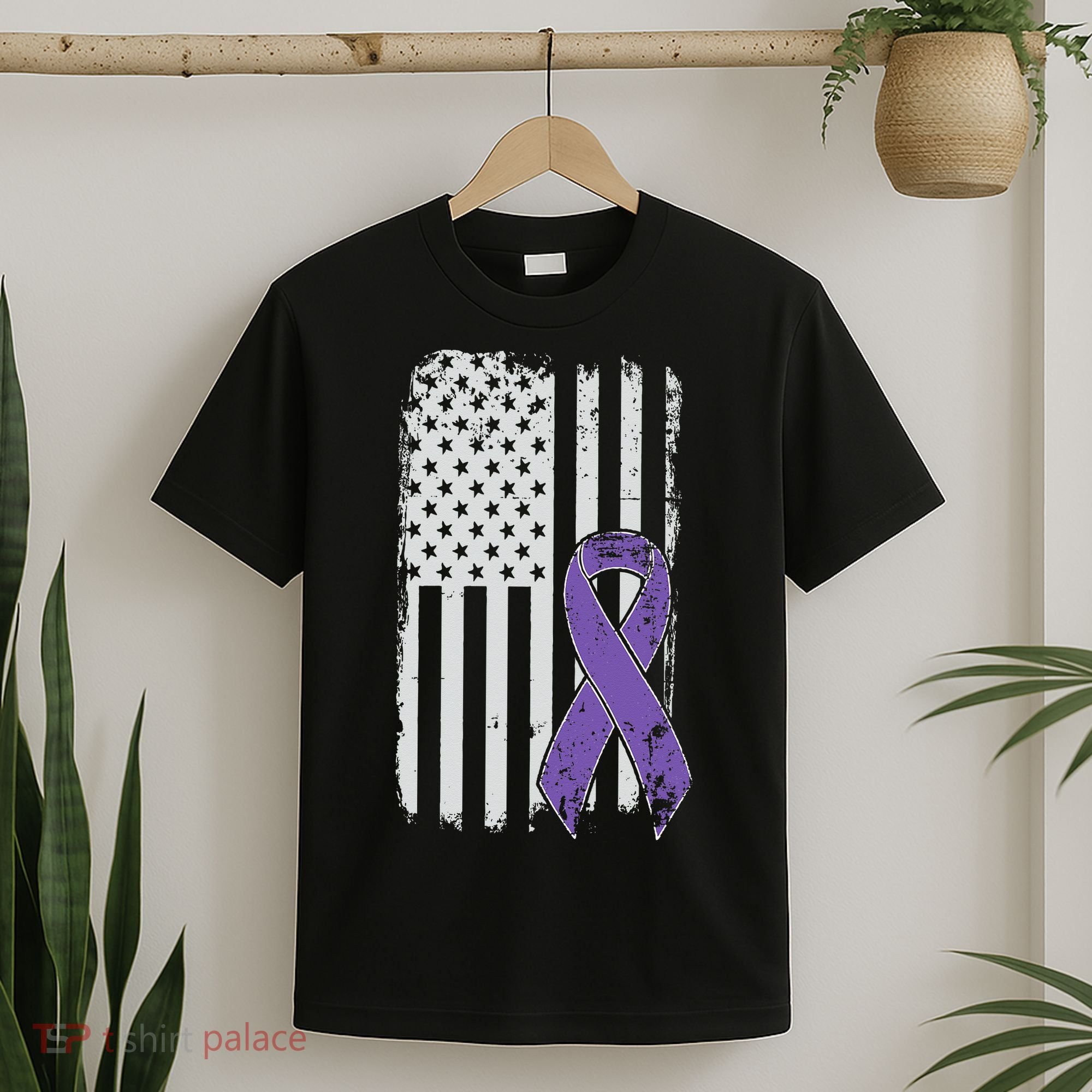 Testicular Cancer Awareness Vintage USA American Flag T-Shirt