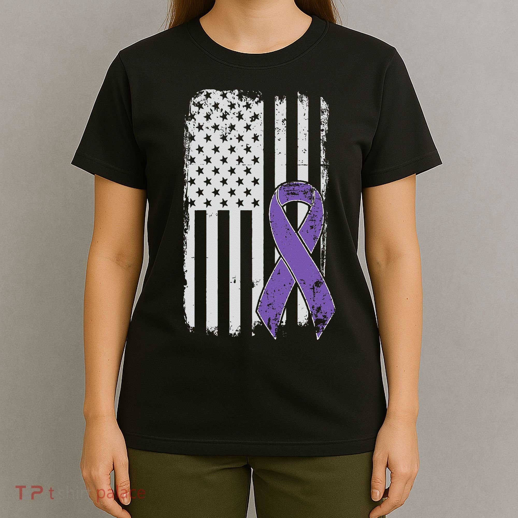 Testicular Cancer Awareness Vintage USA American Flag T-Shirt