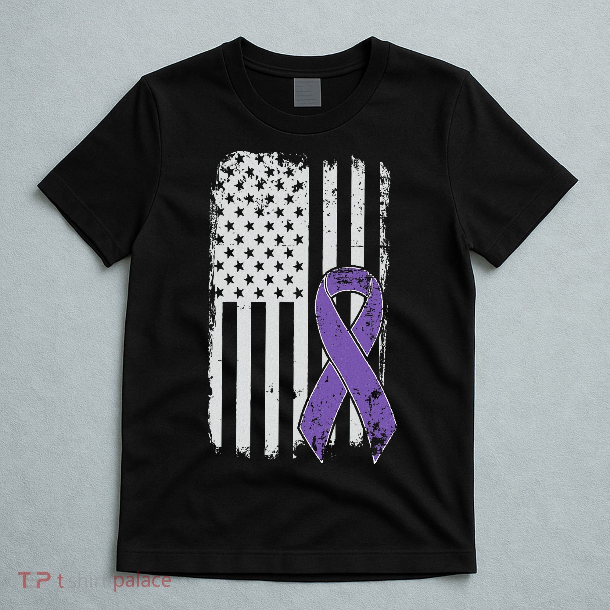 Testicular Cancer Awareness Vintage USA American Flag T-Shirt
