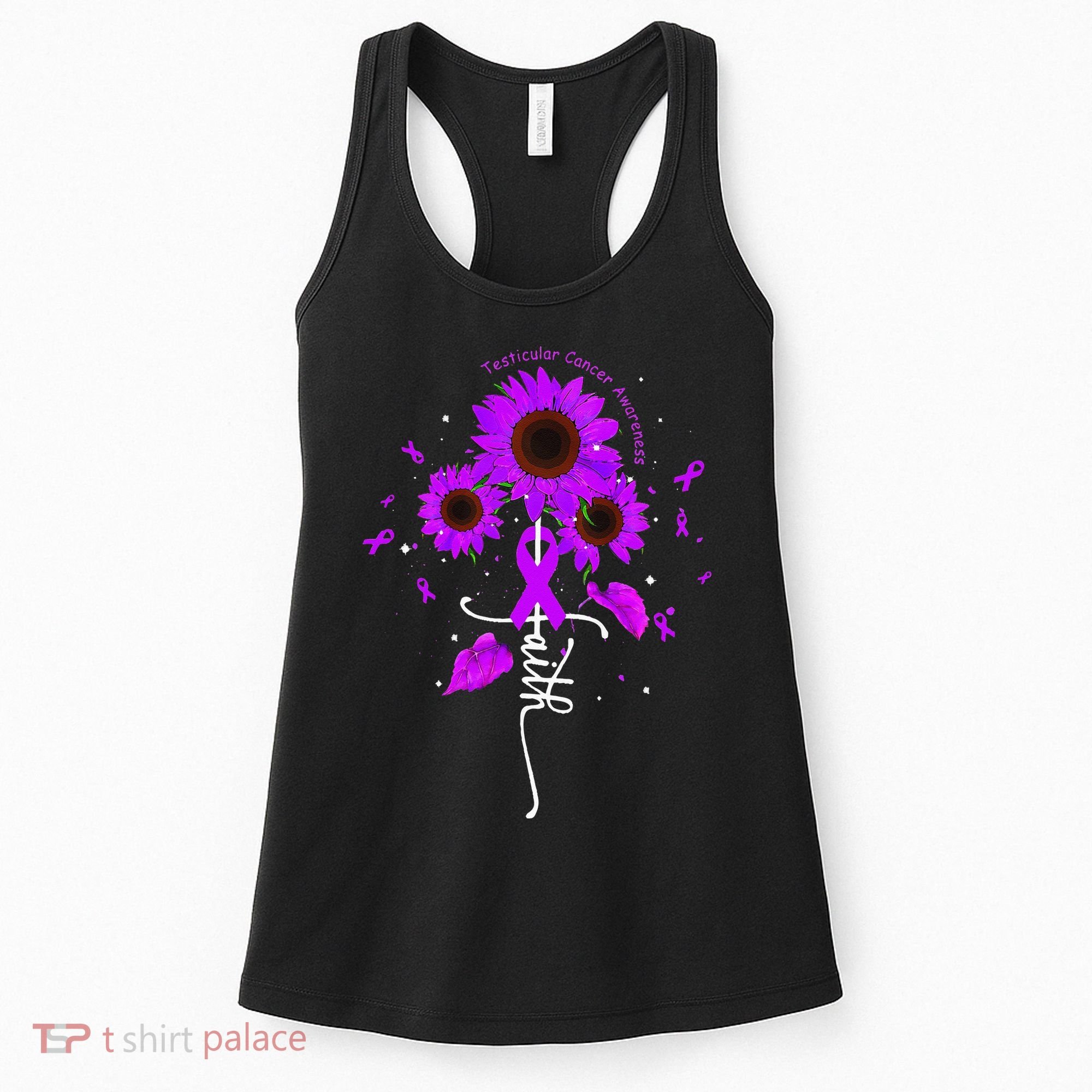 Testicular Cancer Awareness Faith Ribbon Sunflower Women's Tank Top