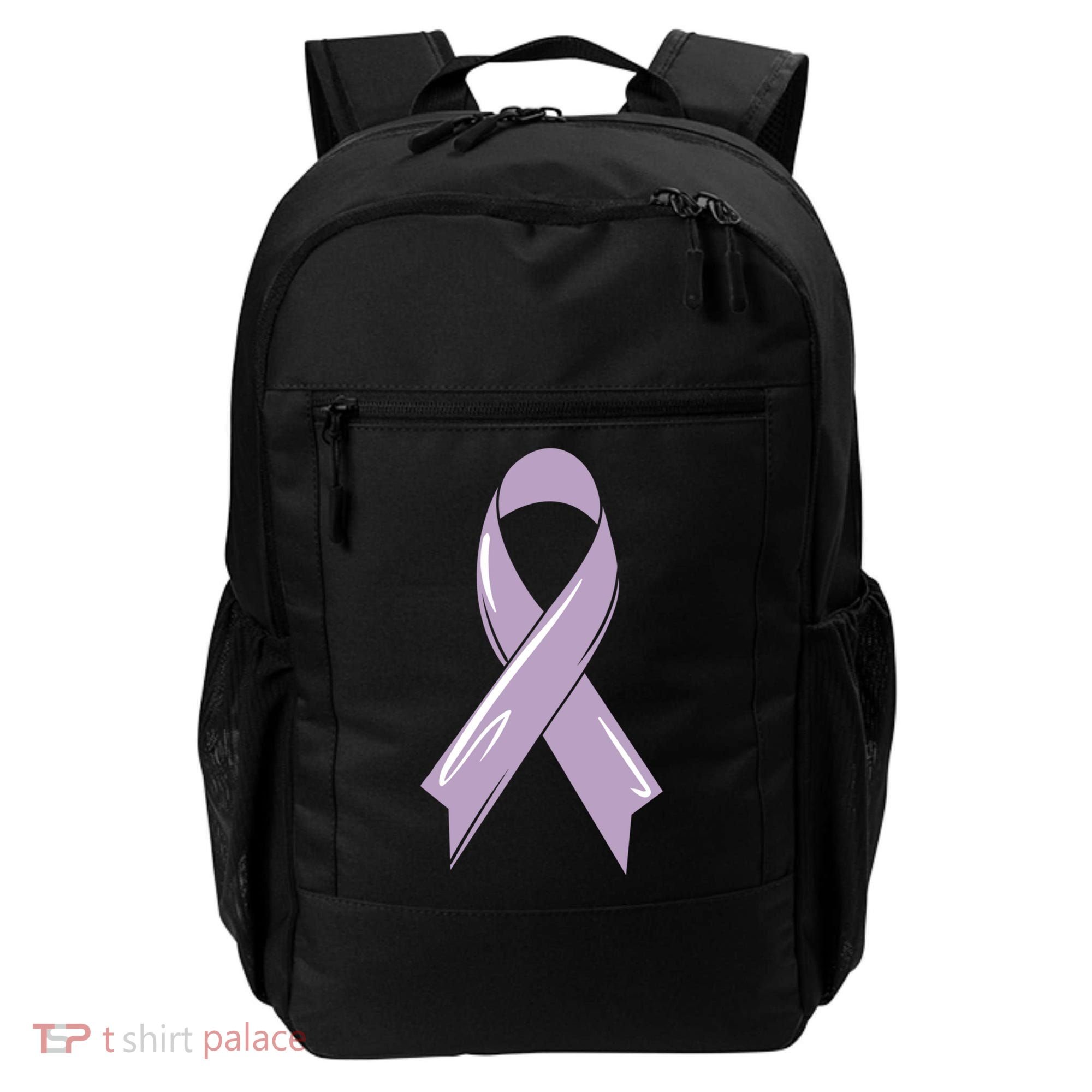 Testicular Cancer Awareness Ribbon Purple Fighter Chemo Gift Backpack