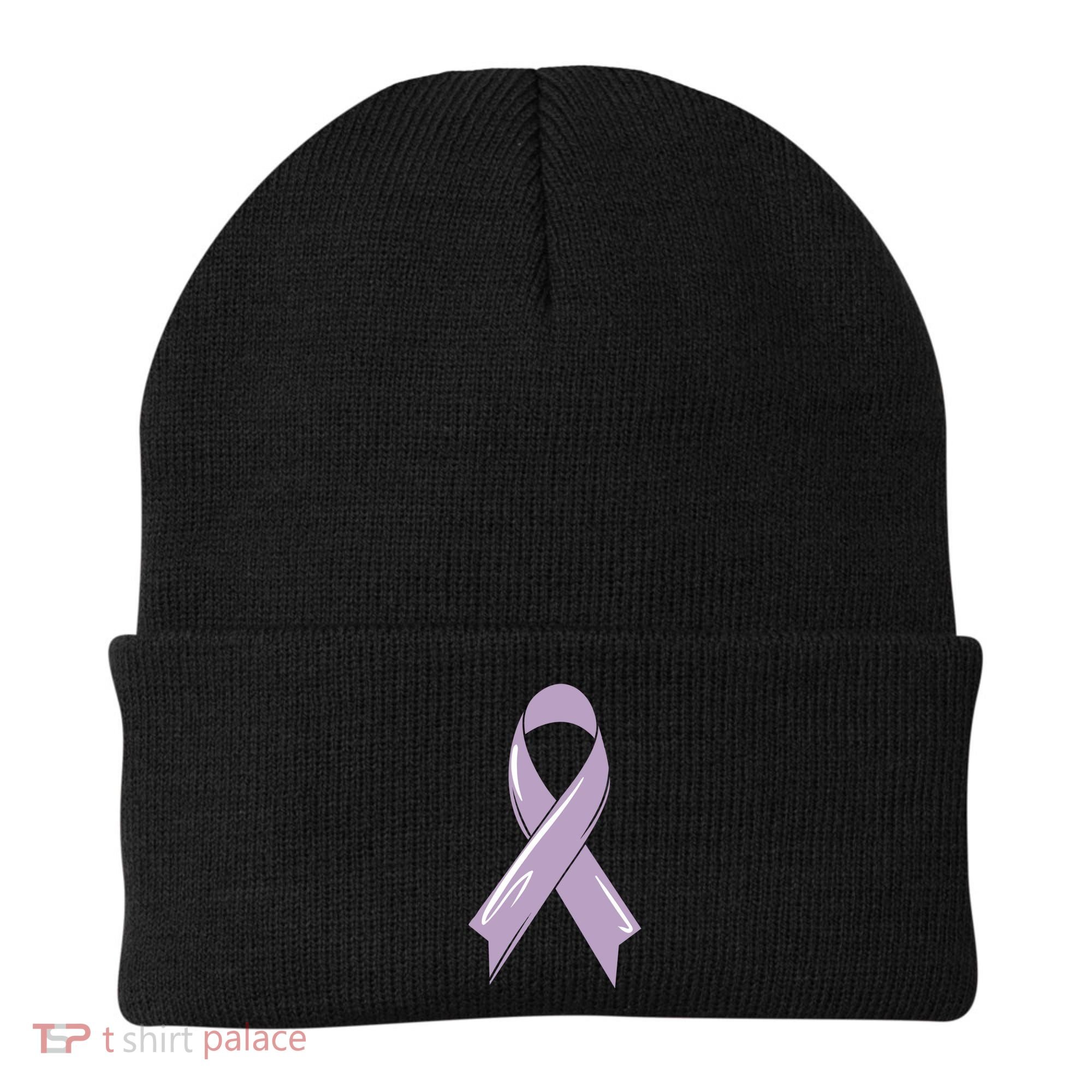 Testicular Cancer Awareness Ribbon Purple Fighter Chemo Gift Beanie
