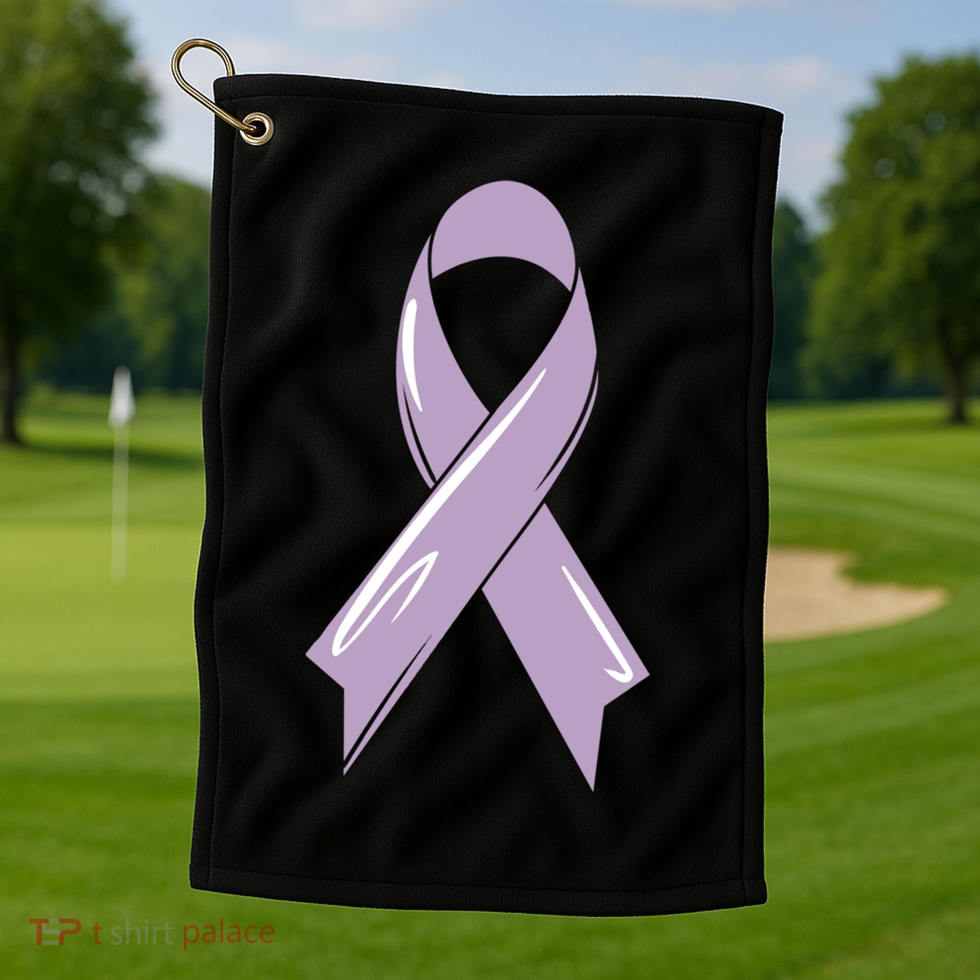Testicular Cancer Awareness Ribbon Purple Fighter Chemo Gift Golf Towel