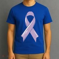 Testicular Cancer Awareness Ribbon Purple Fighter Chemo Gift T-Shirt thumb 3