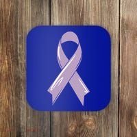 Testicular Cancer Awareness Ribbon Purple Fighter Chemo Gift Coaster thumb 0