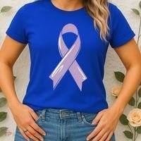 Testicular Cancer Awareness Ribbon Purple Fighter Chemo Gift Women's T-Shirt thumb 2