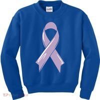 Testicular Cancer Awareness Ribbon Purple Fighter Chemo Gift Kids Sweatshirt thumb 0