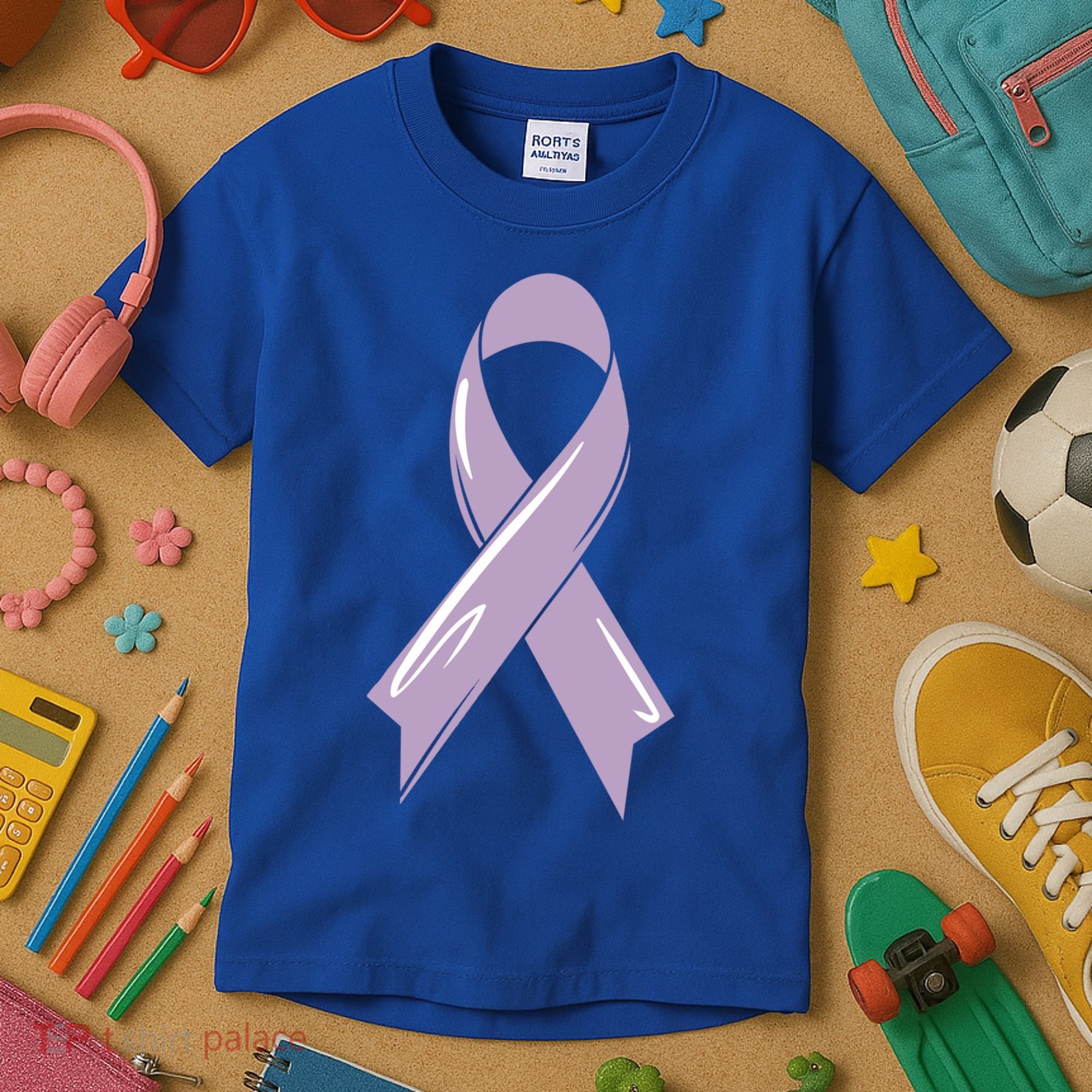 Testicular Cancer Awareness Ribbon Purple Fighter Chemo Gift Kids T-Shirt