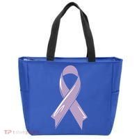 Testicular Cancer Awareness Ribbon Purple Fighter Chemo Gift Tote Bag thumb 0