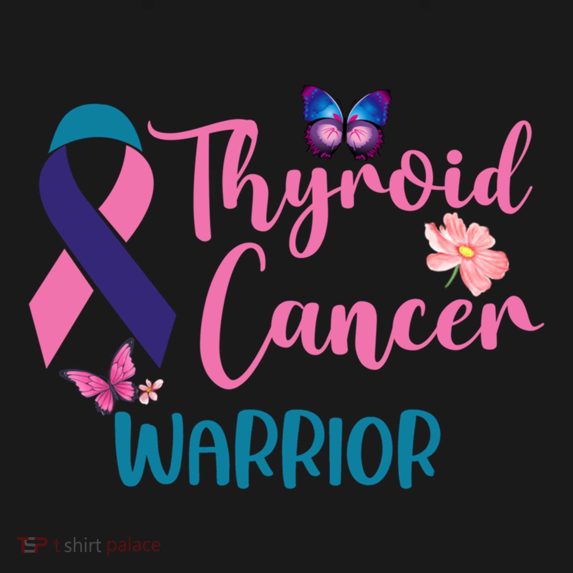 Thyroid Cancer Awareness Butterflies Warrior Ribbon Cute Gift Doggie Tank