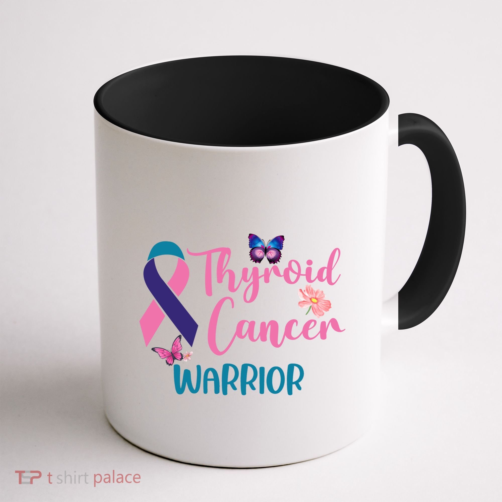 Thyroid Cancer Awareness Butterflies Warrior Ribbon Cute Gift Coffee Mug