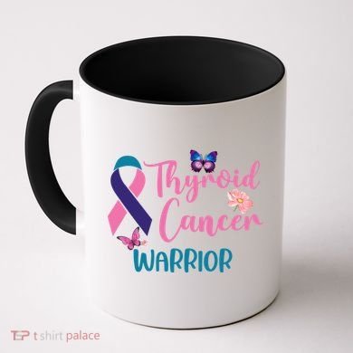 Thyroid Cancer Awareness Butterflies Warrior Ribbon Cute Gift Coffee Mug