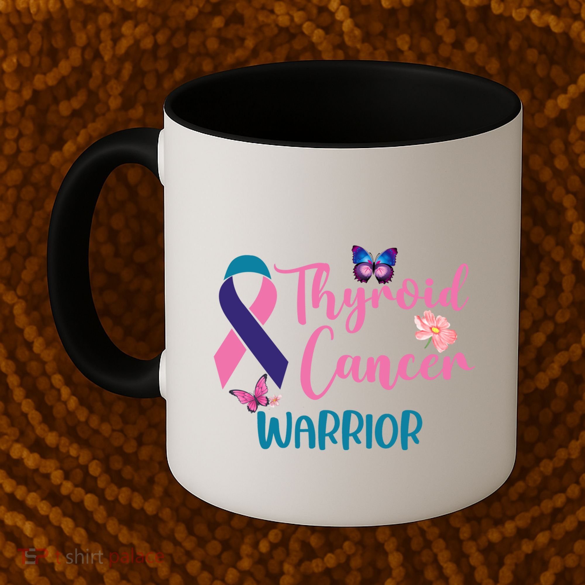 Thyroid Cancer Awareness Butterflies Warrior Ribbon Cute Gift Coffee Mug