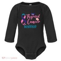 Thyroid Cancer Awareness Butterflies Warrior Ribbon Cute Gift Baby Long Sleeve Bodysuit thumb 0