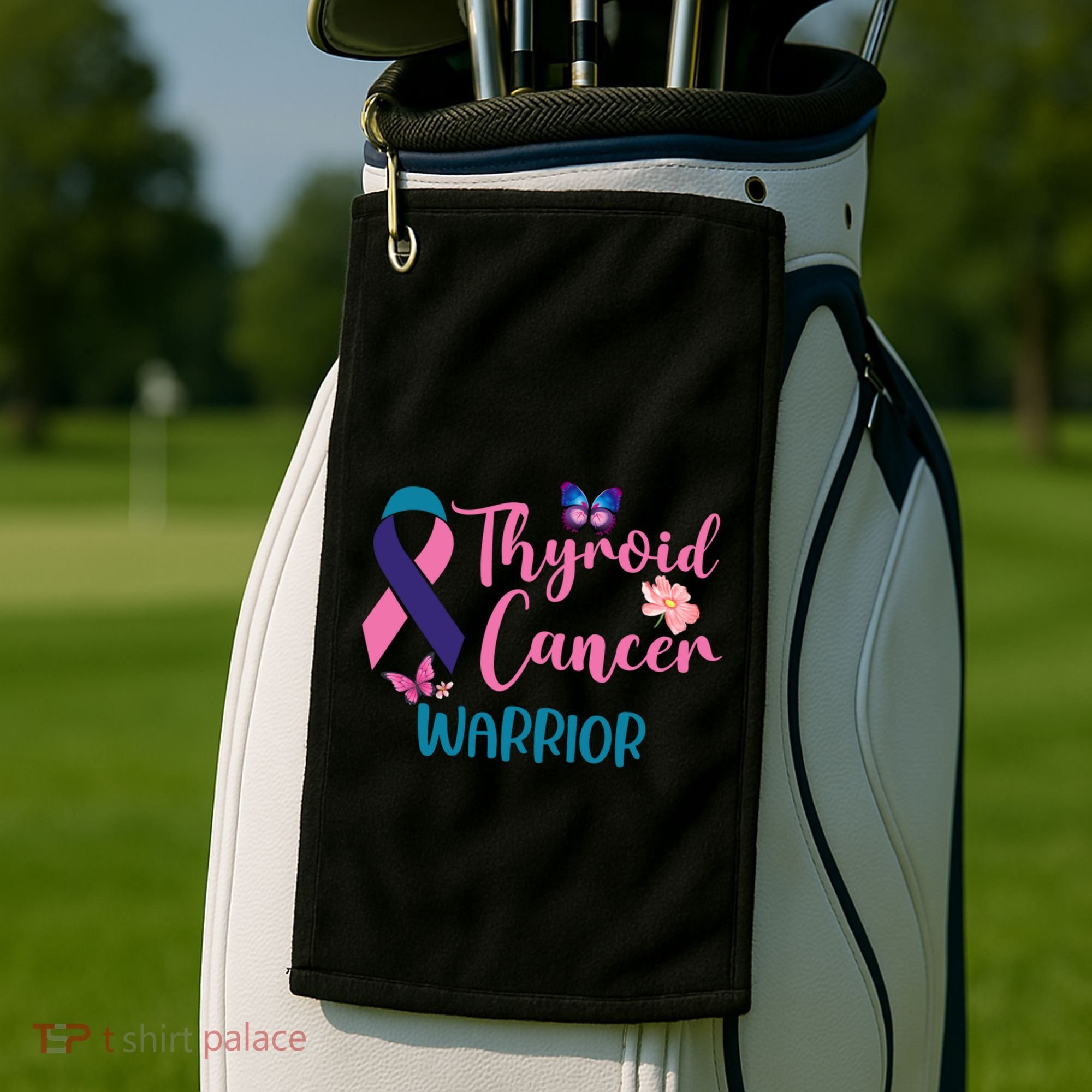 Thyroid Cancer Awareness Butterflies Warrior Ribbon Cute Gift Golf Towel