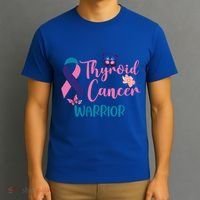 Thyroid Cancer Awareness Butterflies Warrior Ribbon Cute Gift T-Shirt thumb 3
