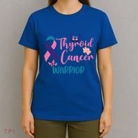 Thyroid Cancer Awareness Butterflies Warrior Ribbon Cute Gift T-Shirt thumb 4