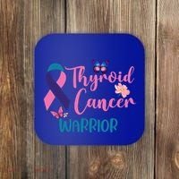 Thyroid Cancer Awareness Butterflies Warrior Ribbon Cute Gift Coaster thumb 0