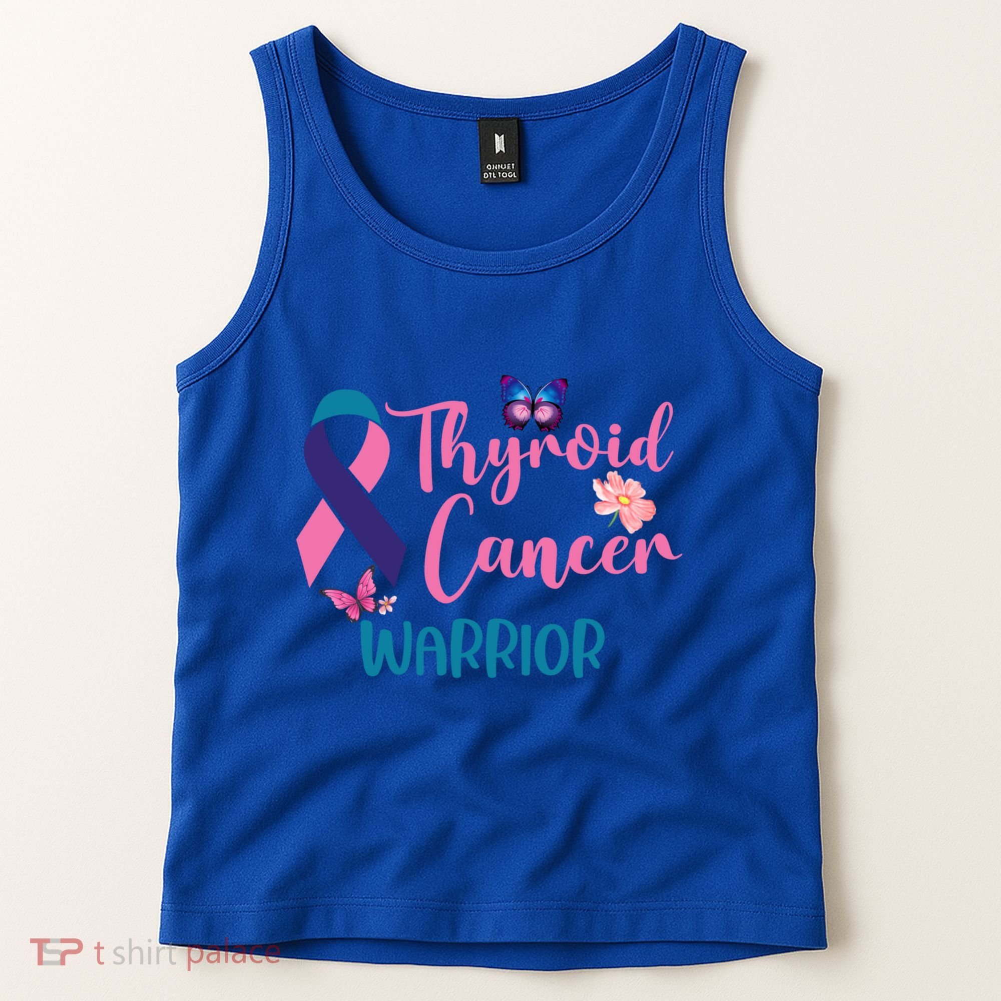 Thyroid Cancer Awareness Butterflies Warrior Ribbon Cute Gift Tank Top