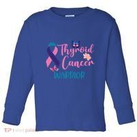 Thyroid Cancer Awareness Butterflies Warrior Ribbon Cute Gift Toddler Long Sleeve Shirt thumb 0