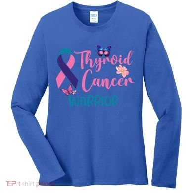 Thyroid Cancer Awareness Butterflies Warrior Ribbon Cute Gift Women's Long Sleeve Shirt