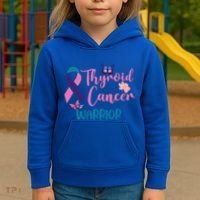 Thyroid Cancer Awareness Butterflies Warrior Ribbon Cute Gift Kids Hoodie thumb 3