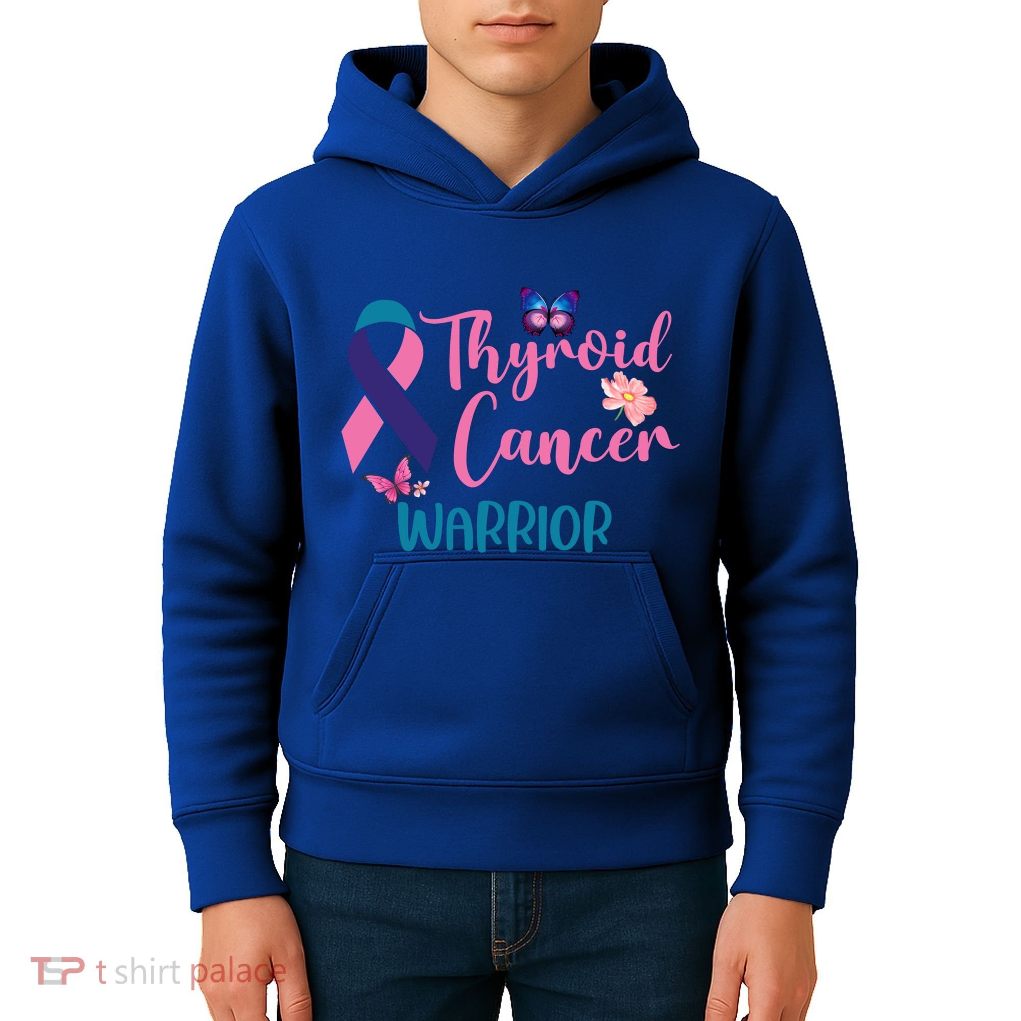 Thyroid Cancer Awareness Butterflies Warrior Ribbon Cute Gift Kids Hoodie