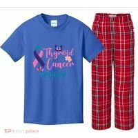 Thyroid Cancer Awareness Butterflies Warrior Ribbon Cute Gift Kids Plaid Pajama Set thumb 0
