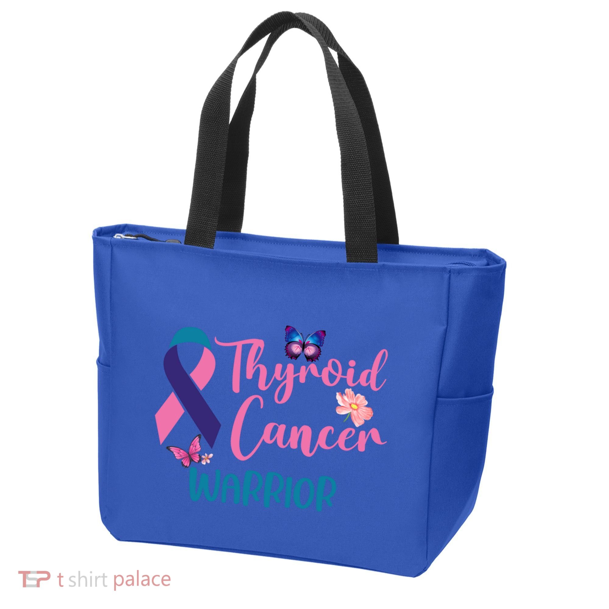 Thyroid Cancer Awareness Butterflies Warrior Ribbon Cute Gift Tote Bag