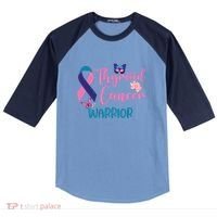 Thyroid Cancer Awareness Butterflies Warrior Ribbon Cute Gift Raglan Baseball Sleeve Shirt thumb 0