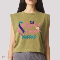 Thyroid Cancer Awareness Butterflies Warrior Ribbon Cute Gift Garment-Dyed Women's Muscle Tee thumb 2