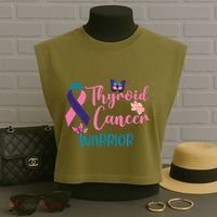Thyroid Cancer Awareness Butterflies Warrior Ribbon Cute Gift Garment-Dyed Women's Muscle Tee thumb 3