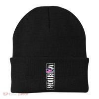Thyroid Cancer Awareness Gift Sideways Military Warrior Ribbon Gift Beanie thumb 0