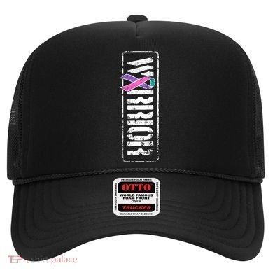 Thyroid Cancer Awareness Gift Sideways Military Warrior Ribbon Gift Hat
