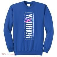 Thyroid Cancer Awareness Gift Sideways Military Warrior Ribbon Gift Sweatshirt thumb 0