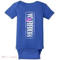 Thyroid Cancer Awareness Gift Sideways Military Warrior Ribbon Gift Baby Bodysuit thumb 0