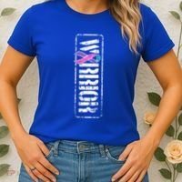 Thyroid Cancer Awareness Gift Sideways Military Warrior Ribbon Gift Women's T-Shirt thumb 2