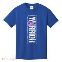 Thyroid Cancer Awareness Gift Sideways Military Warrior Ribbon Gift Kids T-Shirt thumb 0