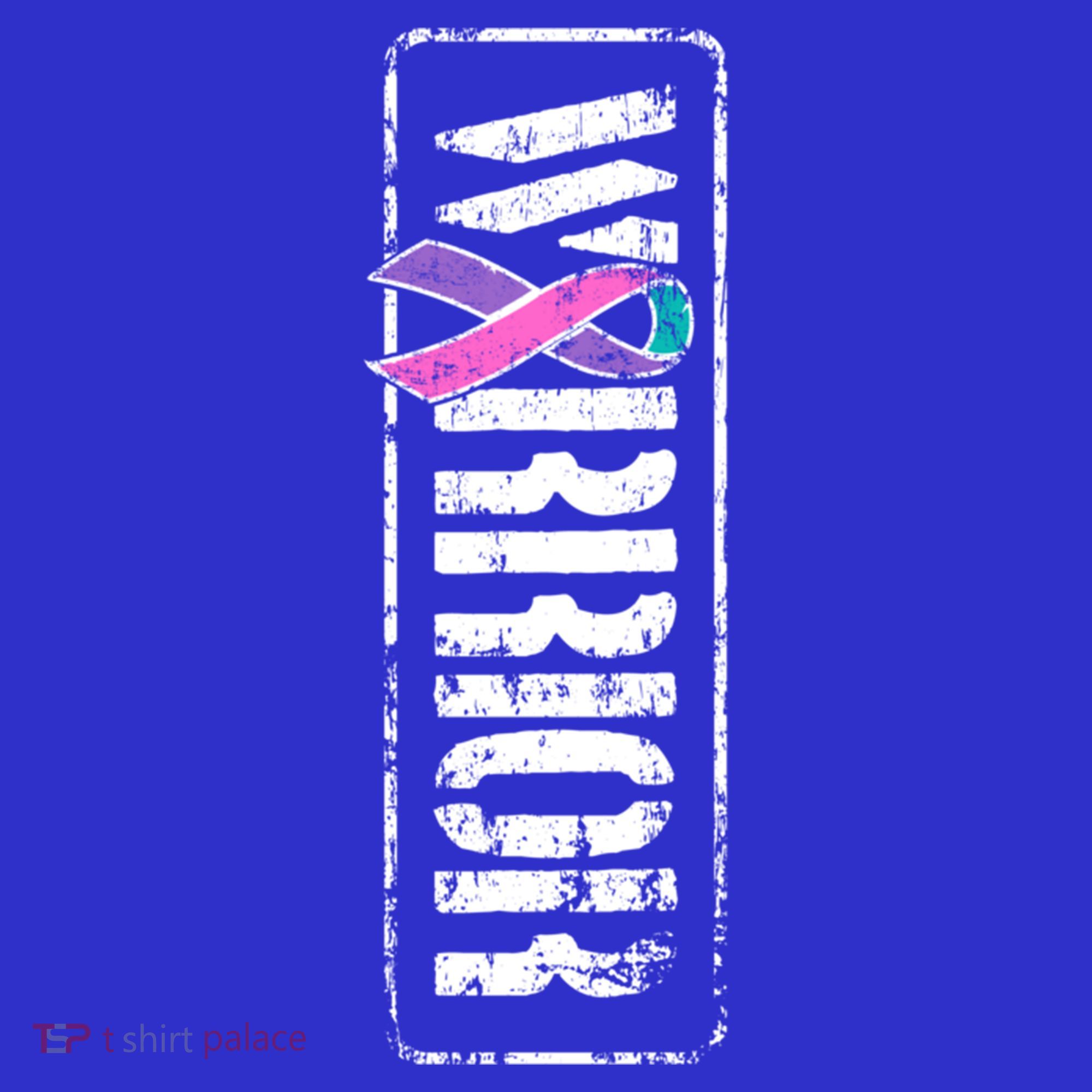 Thyroid Cancer Awareness Gift Sideways Military Warrior Ribbon Gift Kids T-Shirt
