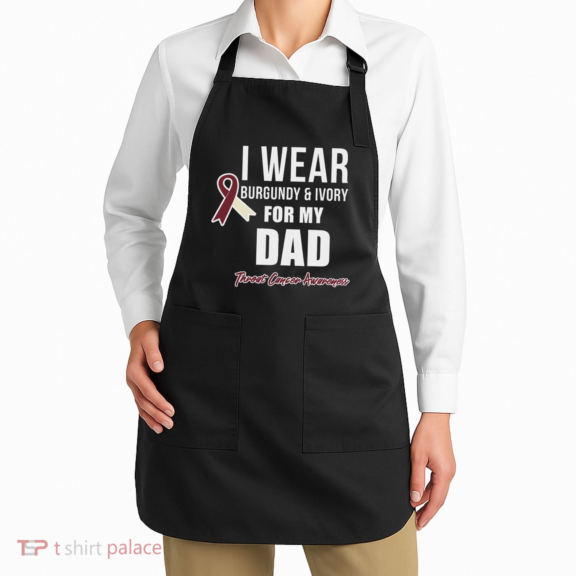 Throat Cancer Awareness Ribbon For My Dad Apron