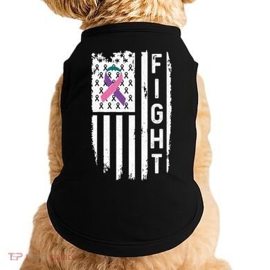Thyroid Cancer American Flag Awareness Gift Doggie Tank